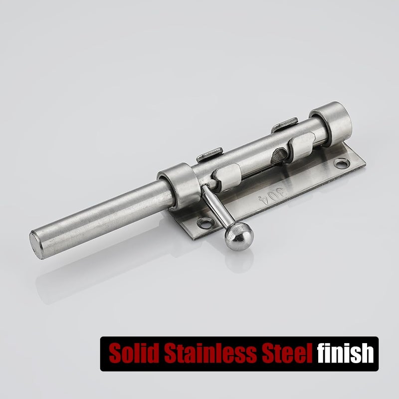 JQK Sliding Bolt Gate Latch, 6.3 Inch (Thick 2.4mm) Heavy Duty 304 Stainless Steel Barrel Bolt with Padlock Hole, Interior Door Latches Brushed Finish, DL300-BN - Image 5